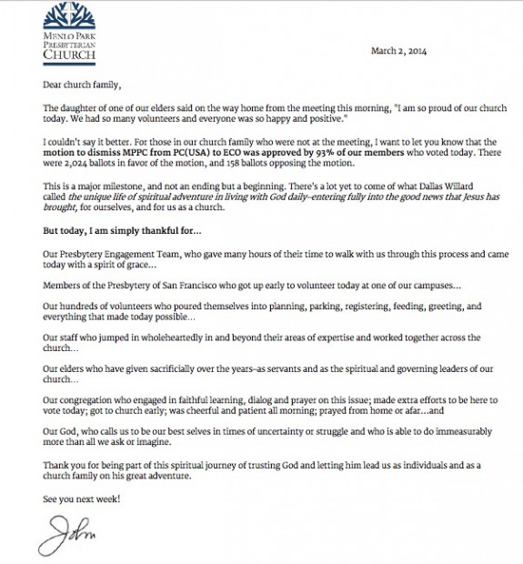 Click to enlarge church letter doctrine split