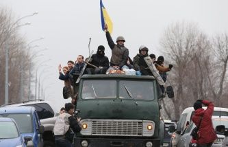Rights Sector steal trucks in Ukraine