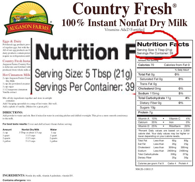 Click to enlarge dry milk