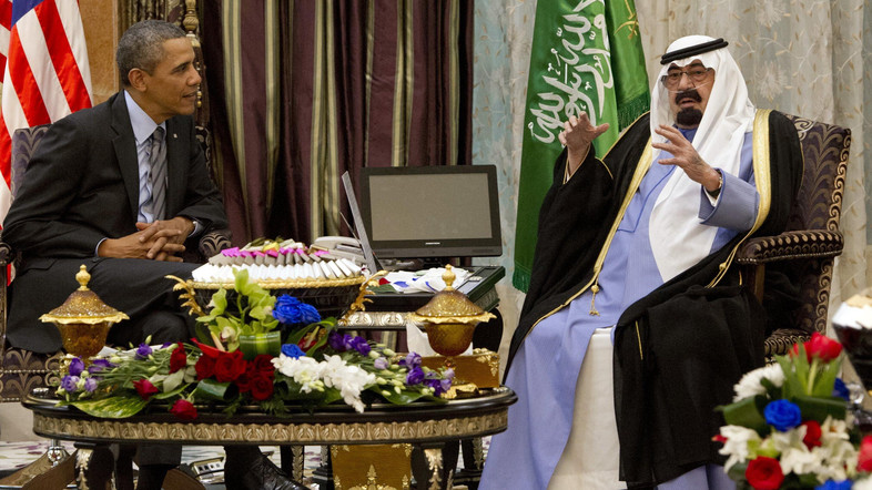 Saudi King Abdullah received U.S. President Barack Obama in Riyadh 