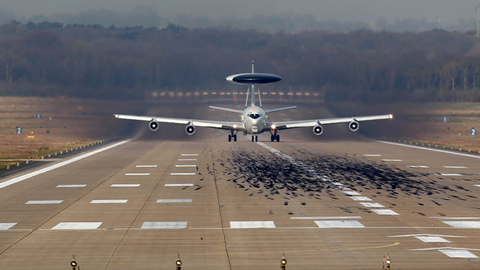 Click to enlarge A NATO AWACS aircraft