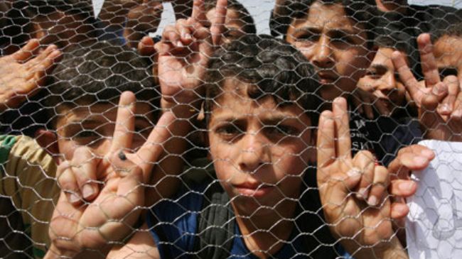 Click to enlarge Palestinian children in the Gaza Strip