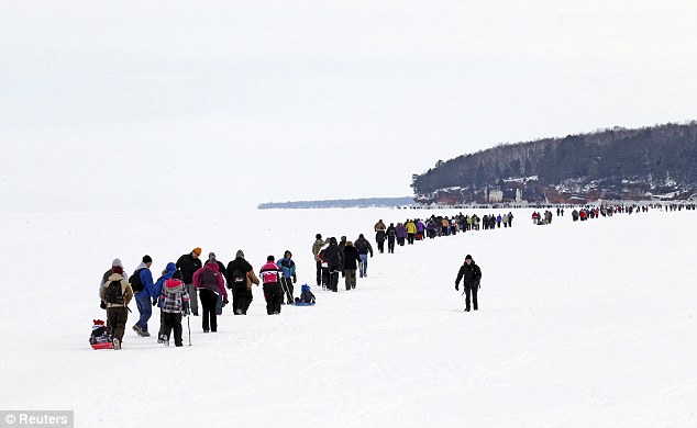 Click to enlarge Trekking on Lake Superior