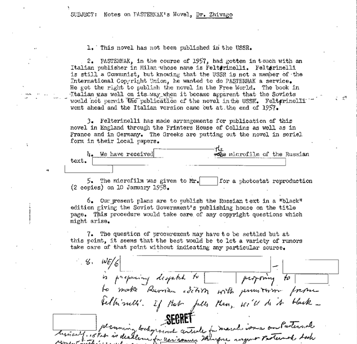 cia cache dr zhivago