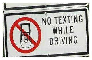 No Texting While Driving sign
