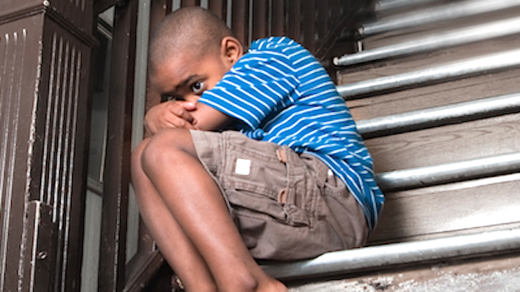 boy on staircase