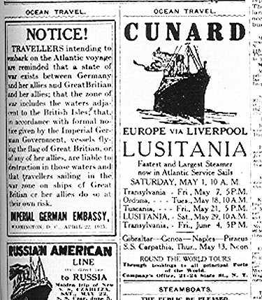 Click to enlarge Lusitania Notice