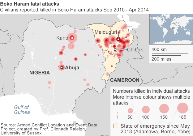 Click to enlarge Boko Haram attacks