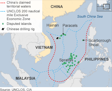 Map over spratley islands  and paracels