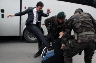 yerkel kicks protesters