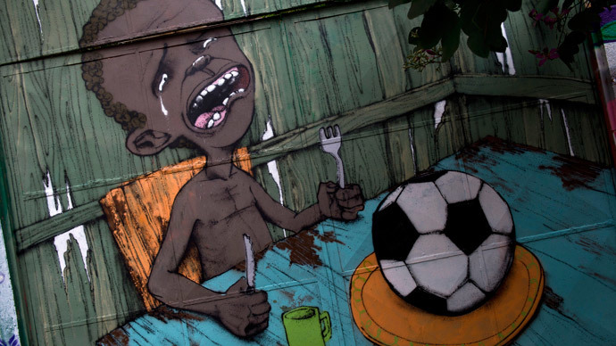 Child, fork, soccer ball