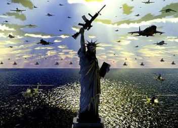 Statue of liberty, gun and planes