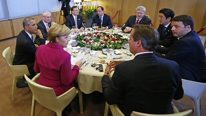 Click to enlarge A G7 leaders meeting