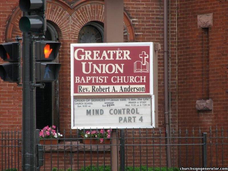 church w mind control sign
