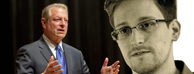 Click to enlarge Al Gore and Edward Snowdon