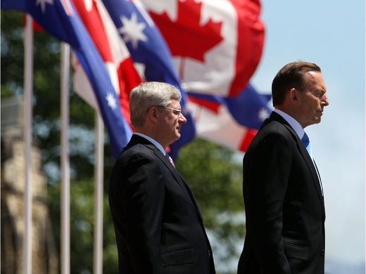 Click to enlarge Tony Abbott and Stephen Harper