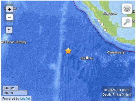 Earthquake 6.4 South Indian Ocean