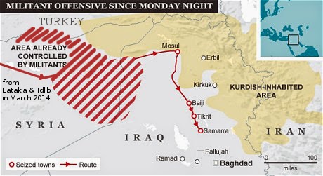 ISIS map of offensive in Iraq