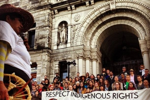First nations protest pipeline at legislature.