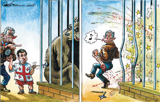 Sakashvili puppet stirrs the Russian bear