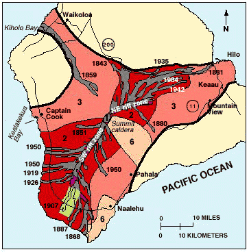 Mauna Loa lava flow map