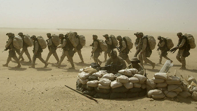 Click to enlarge US marines preparing for Iraq invasion