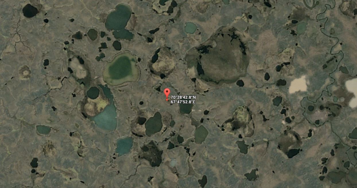 Click to enlarge Yamal map showing craters