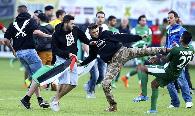 maccabi haifa lille pro-palestinian protestor