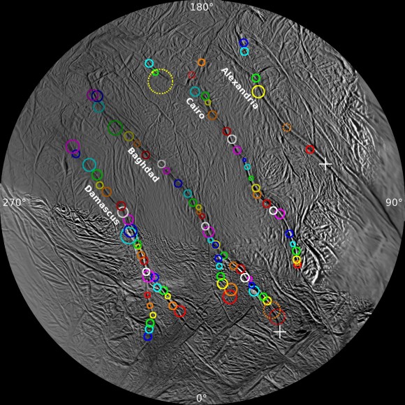 Click to enlarge Map of Enceladus’ Geyser Basin