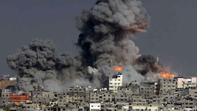 Click to enlarge Israeli military strike in Gaza City