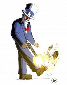 Uncle Sam shoot self in foot